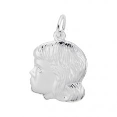 image of Sterling Silver Young Girl's Head Flat Charm with sku:10051201000