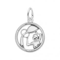 image of Sterling Silver Zodiac Aquarius Cut-Out Flat Charm with sku:10477101000