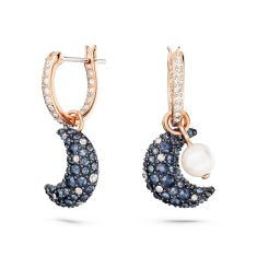 Swarovski Crystal and Crystal Pearl Luna Multicolored Rose Gold-Tone Plated Drop Earrings
