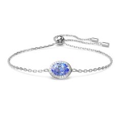 Swarovski Crystal and Zirconia Constella Rhodium-Plated Blue Bolo Bracelet