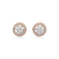 Swarovski Crystal and Zirconia Constella Rose Gold-Tone Halo Stud Earrings
