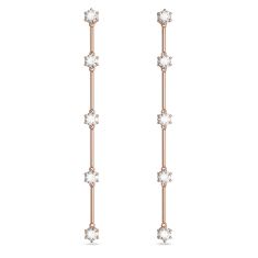 Swarovski Crystal and Zirconia Constella Rose Gold-Tone Plated White Drop Earrings