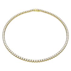 Swarovski Crystal and Zirconia Gold-Tone Plated Matrix Tennis Necklace