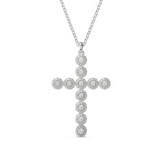 Swarovski Crystal and Zirconia Insigne Rhodium-Plated Cross Pendant Necklace