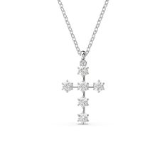 Swarovski Crystal and Zirconia Insigne Rhodium-Plated Cross Pendant Necklace