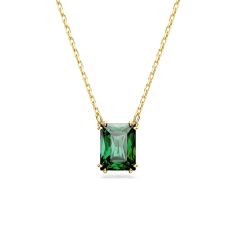 Swarovski Crystal and Zirconia Matrix Gold-Tone Plated Green Pendant Necklace