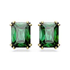 Swarovski Crystal and Zirconia Matrix Gold-Tone Plated Green Stud Earrings