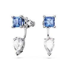 Swarovski Crystal and Zirconia Mesmera Rhodium-Plated Blue Detachable Earring Jackets