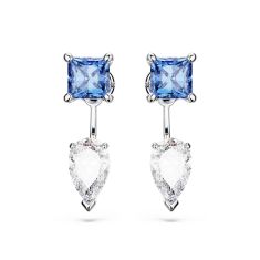 Swarovski Crystal and Zirconia Mesmera Rhodium-Plated Blue Detachable Earring Jackets