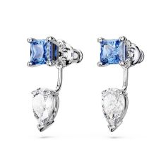 Swarovski Crystal and Zirconia Mesmera Rhodium-Plated Blue Detachable Earring Jackets