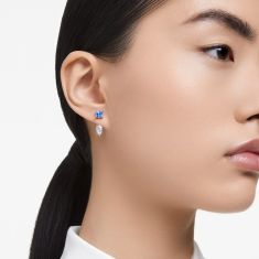 Swarovski Crystal and Zirconia Mesmera Rhodium-Plated Blue Detachable Earring Jackets