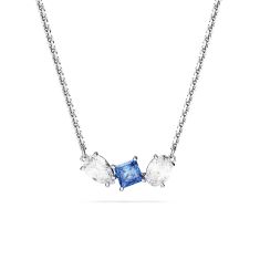 Swarovski Crystal and Zirconia Mesmera Rhodium-Plated Blue Pendant Necklace