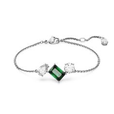 Swarovski Crystal and Zirconia Mesmera Rhodium-Plated Green Line Bracelet