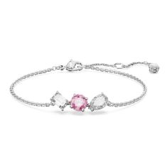 Swarovski Crystal and Zirconia Mesmera Rhodium-Plated Pink Bracelet