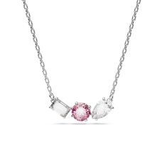 Swarovski Crystal and Zirconia Mesmera Rhodium-Plated Pink Pendant Necklace