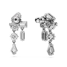 Swarovski Crystal and Zirconia Mesmera Rhodium-Plated White Cluster Drop Earrings