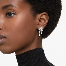 Swarovski Crystal and Zirconia Mesmera Rhodium-Plated White Cluster Drop Earrings