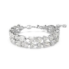 Swarovski Crystal and Zirconia Mesmera Rhodium-Plated White Double-Row Bracelet