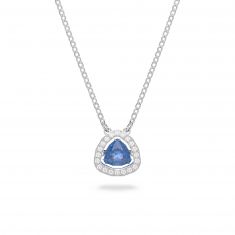 Swarovski Crystal and Zirconia Millenia Rhodium-Plated Blue Pendant Necklace