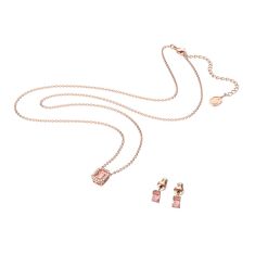 Swarovski Crystal and Zirconia Millenia Rose Gold-Tone Plated Octagon Necklace and Earring Set