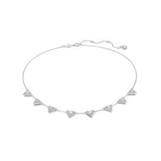 Swarovski Crystal and Zirconia Ortyx Rhodium-Plated Triangle-Cut Station Necklace