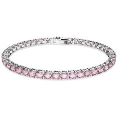 Swarovski Crystal and Zirconia Pink Rhodium-Plated Matrix Tennis Bracelet