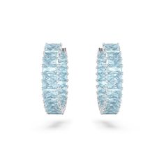 Swarovski Crystal and Zirconia Rhodium-Plated Blue Matrix Hoop Earrings