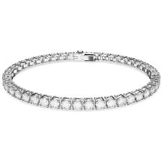 Swarovski Crystal and Zirconia Rhodium-Plated Matrix Tennis Bracelet