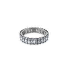 Swarovski Crystal and Zirconia Ruthenium-Plated Grey Matrix Ring | Size 8