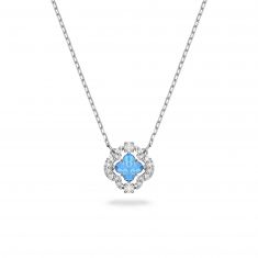 Swarovski Crystal and Zirconia Sparkling Dance Rhodium-Plated Blue Pendant Necklace