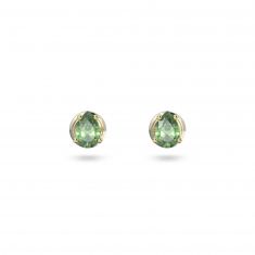 Swarovski Crystal and Zirconia Stilla Gold-Tone Plated Green Pear-Cut Stud Earrings