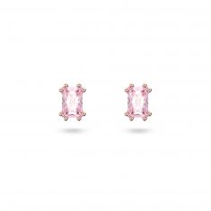 Swarovski Crystal and Zirconia Stilla Rose Gold-Tone Plated Pink Cushion-Cut Stud Earrings