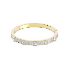 Swarovski Crystal and Zirconia Thrilling Deluxe Gold-Tone White Bangle Bracelet