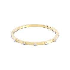 Swarovski Crystal and Zirconia Thrilling Deluxe Small Gold-Tone White Bangle Bracelet