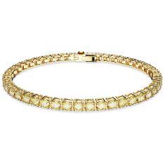 Swarovski Crystal and Zirconia Yellow Gold-Tone Plated Matrix Tennis Bracelet