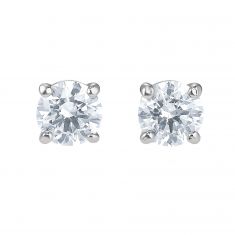 Swarovski Crystal Attract Clear Round Stud Earrings, Rhodium-Plated
