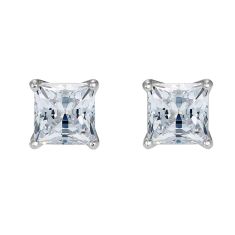 Swarovski Crystal Attract Clear Square Stud Earrings, Rhodium-Plated