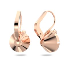 Swarovski Crystal Bella Pink Round Cut Rose Gold-Tone Plated V Drop Earrings