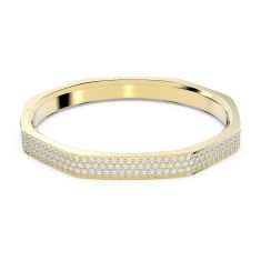 Swarovski Crystal Dextera White Oval Cut Yellow Gold-Tone Plated Octagon Shape Bangle Bracelet