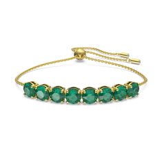 Swarovski Crystal Exalta Gold-Tone Green Bolo Bracelet