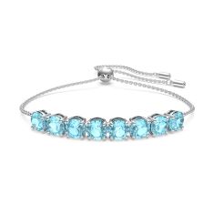 Swarovski Crystal Exalta Rhodium-Plated Blue Bolo Bracelet