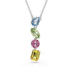 Swarovski Crystal Gemma Multi-Colored Rhodium-Plated Necklace
