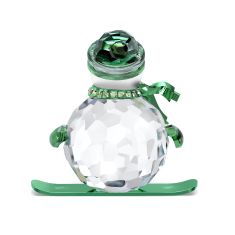 Swarovski Crystal Green Holiday Cheers Dulcis Snowman Figurine