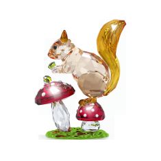 Swarovski Crystal Idyllia Squirrel and Mushrooms Figurine