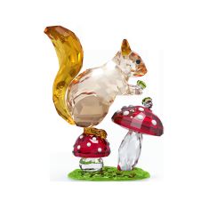 Swarovski Crystal Idyllia Squirrel and Mushrooms Figurine