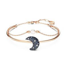 Swarovski Crystal Luna Multicolored Rose Gold-Tone Plated Bangle Bracelet