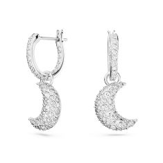 Swarovski Crystal Luna Rhodium-Plated White Drop Earrings