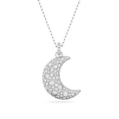 Swarovski Crystal Luna Rhodium-Plated White Pendant Necklace