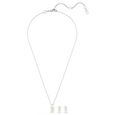 Swarovski Crystal Matrix Set Rhodium Plated Pendant Necklace and Stud Earrings