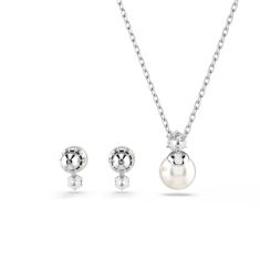 Swarovski Crystal Matrix Set Rhodium Plated Pendant Necklace and Stud Earrings